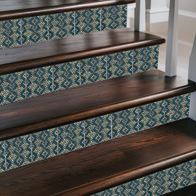 Azulejo Damasco clásico marroquí - Azul profundo y oro (Subido por el creador)