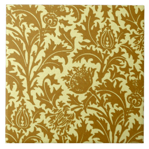 Azulejo Damasco del cardo de William Morris, oro de la