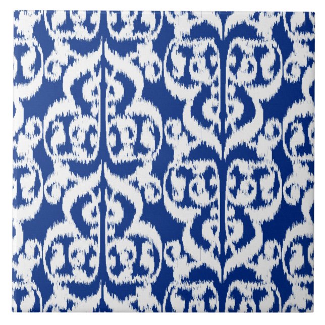 Azulejo Damasco del Moorish de Ikat - azul y blanco de (Frente)
