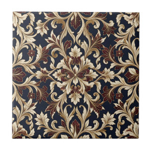 Azulejo Damasco dorado de Borgoña Patrón barroco ornamenta