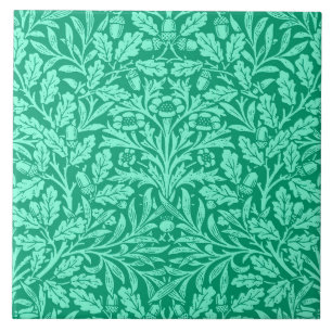 Azulejo Damasco floral Art Nouveau, Turquesa y Aqua Cer