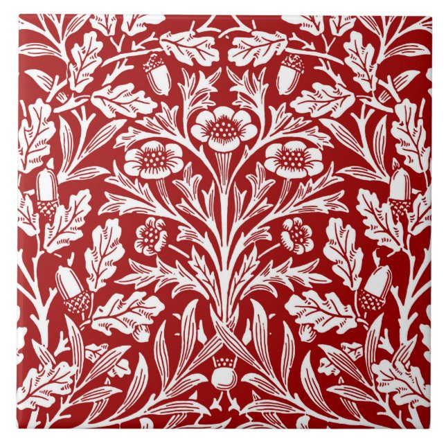 Azulejo Damasco floral de Nouveau del arte, rojo oscuro y (Frente)