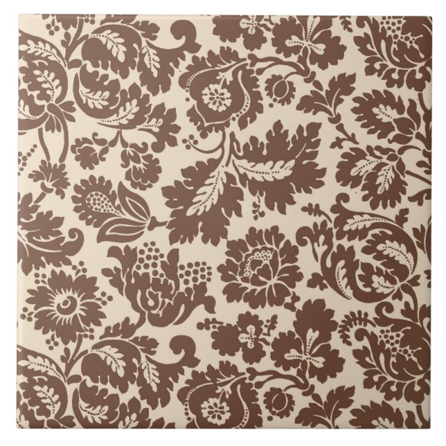 Azulejo Damasco floral de William Morris, Taupe Tan en Bei (Frente)