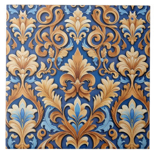 Azulejo Damasco floral occidental y cuero falso