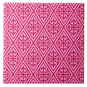 Azulejo Damasco medieval cruzado - rosa fucsia