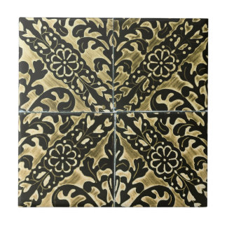 Azulejo Damasco negro y oro