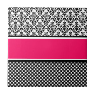 Azulejo damasco rosa caliente