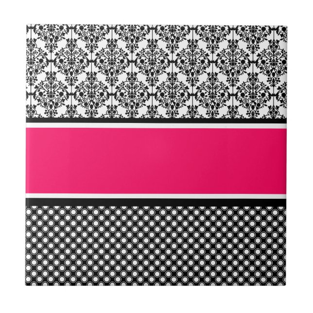 Azulejo damasco rosa caliente (Frente)