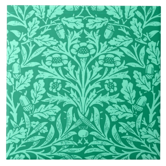 Azulejo Damasco, turquesa y aguamarina florales de Nouveau (Frente)