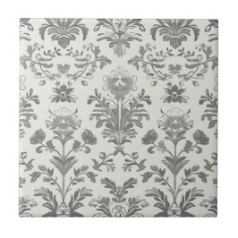 Azulejo Damask Floral Victoriano Blanco Vintage
