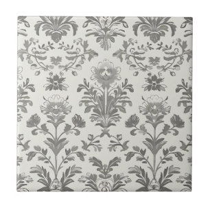 Azulejo Damask Floral Victoriano Blanco Vintage