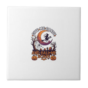 Azulejo Dame Caramelo Llama Bruja Espantosa Luna Calabazas
