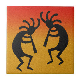 Azulejo Dancing Kokopelli Desert Sunset Southwest