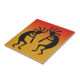 Azulejo Dancing Kokopelli Desert Sunset Southwest