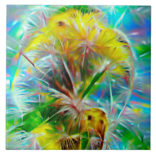 Azulejo Dandelions etéreos en Neon Dreamscape