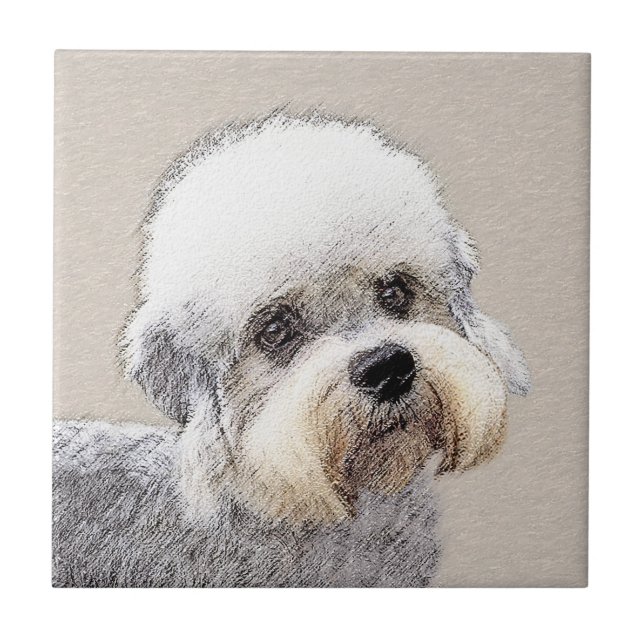 Azulejo Dandie Dinmont Terrier Pintura Original De Perro (Frente)