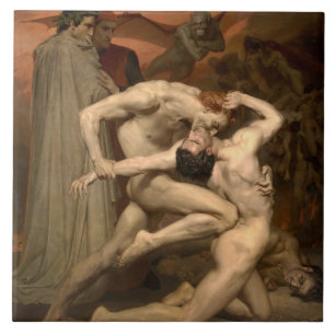 Azulejo Dante y Virgil en el Infierno (por Bouguereau)