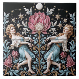 Azulejo Danza de medianoche alrededor del loto rosa