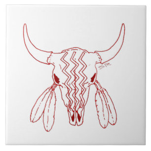 Azulejo Danza del Fantasma Rojo Búfalo blanco mosaico gran