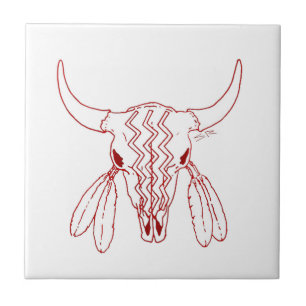 Azulejo Danza del Fantasma Rojo Búfalo blanco mosaico pequ
