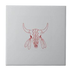 Azulejo Danza del Fantasma Rojo Búfalo gris mosaico pequeñ