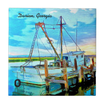 Darien Shrimp Flota de barco con Darien, Georgia T