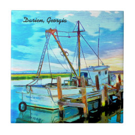 Azulejo Darien Shrimp Flota de barco con Darien, Georgia T
