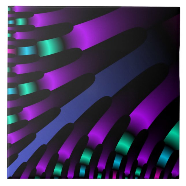 Azulejo Dark beautiful colors neon glowing Ribbon Stripes (Frente)