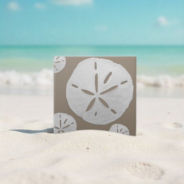 Azulejo Dark Beige & White Tropical Beach Sand Dollar (Subido por el creador)