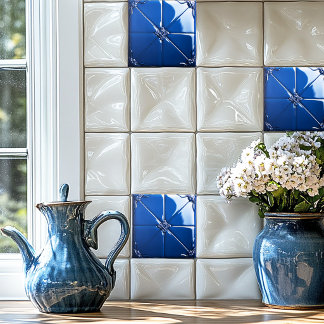 Azulejo Dark Blue Art Deco  Ceramic Tile