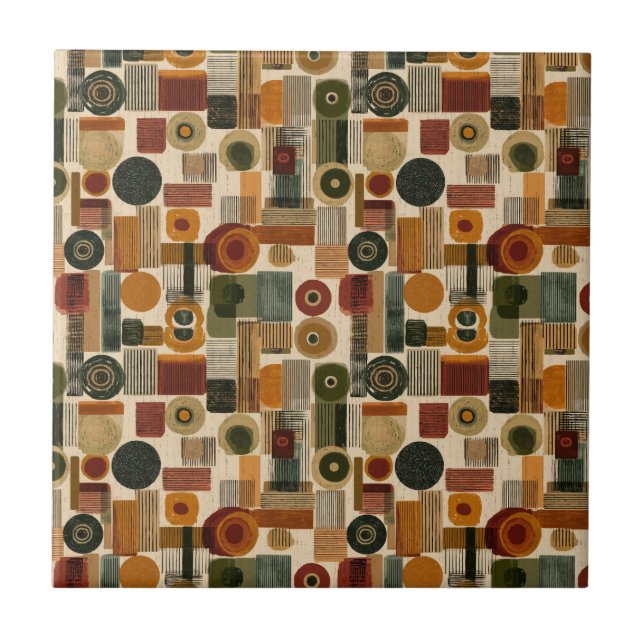 Azulejo Dark Mid Century Geometric Pattern (2) (Frente)