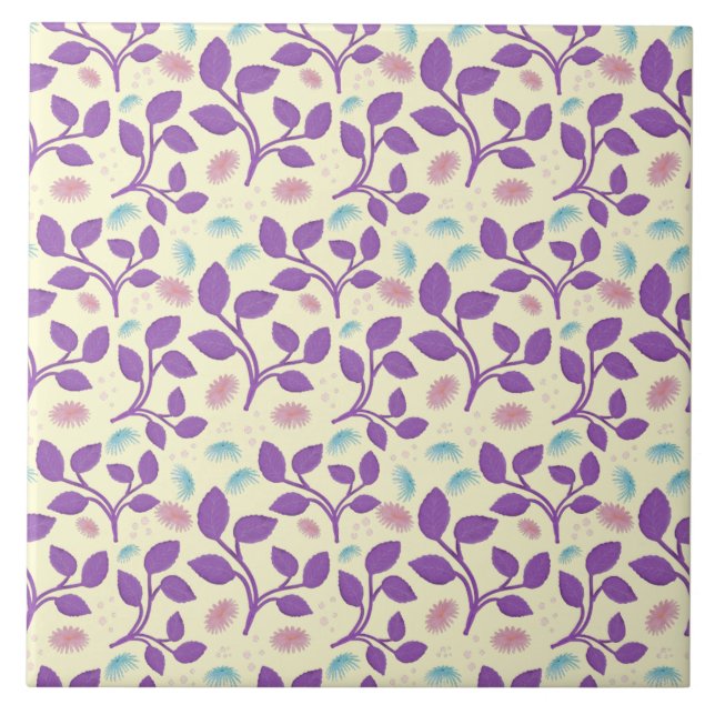 Azulejo Dark Purple Floral Pattern | Aesthetic Seamless  (Frente)