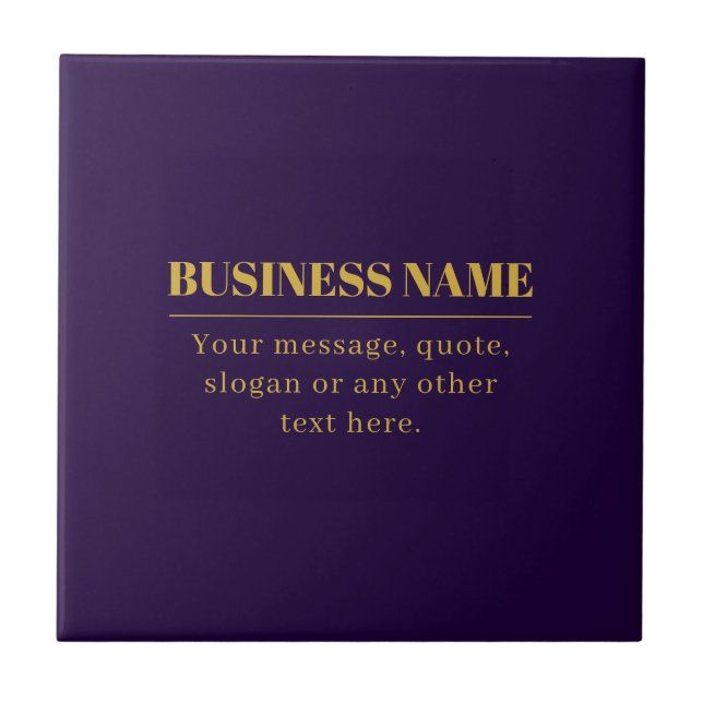Azulejo Dark Purple & Gold Business Name o Greet (Frente)