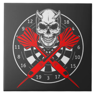 Azulejo Dartboard Darts Skull