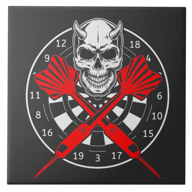 Azulejo Dartboard Darts Skull (Frente)