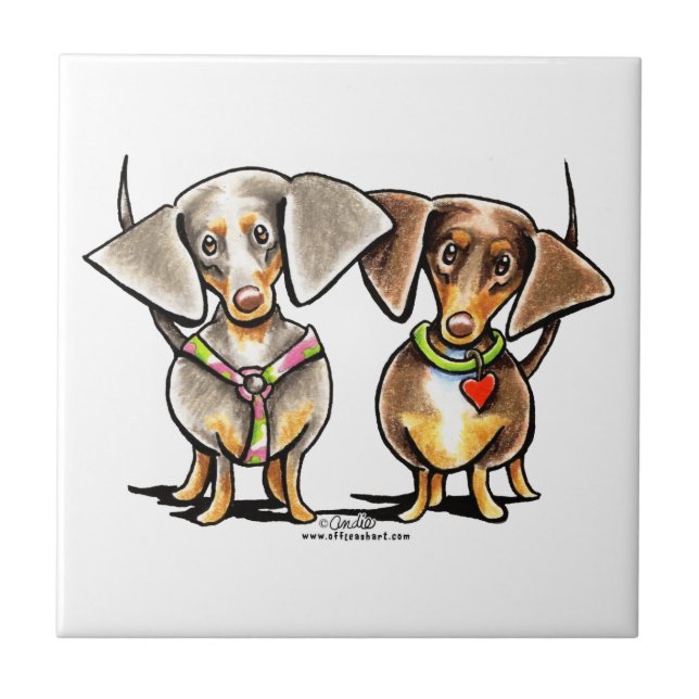 Azulejo Dashing Dapplids Dachshunds (Frente)