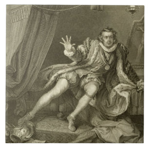 Azulejo David Garrick (1717-79) como Richard III, acto V