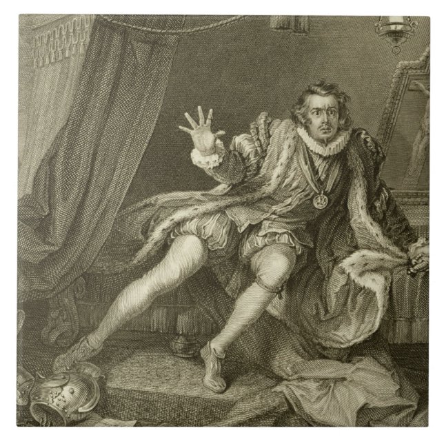 Azulejo David Garrick (1717-79) como Richard III, acto V (Frente)