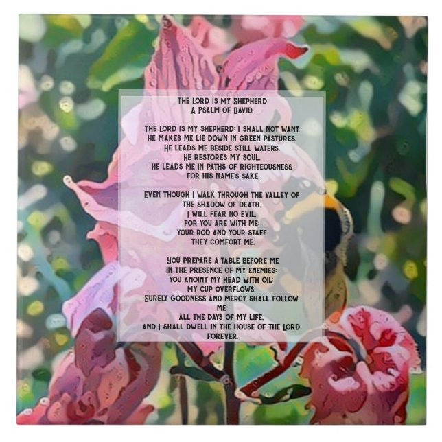 Azulejo David Psalm 23 biblical quote (Frente)