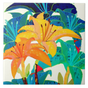 Azulejo Daylily Ceramic Kitchen Tile