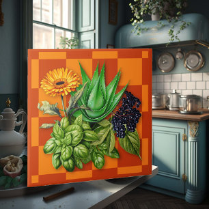 Azulejo de acento de hierbas medicinales de cocina