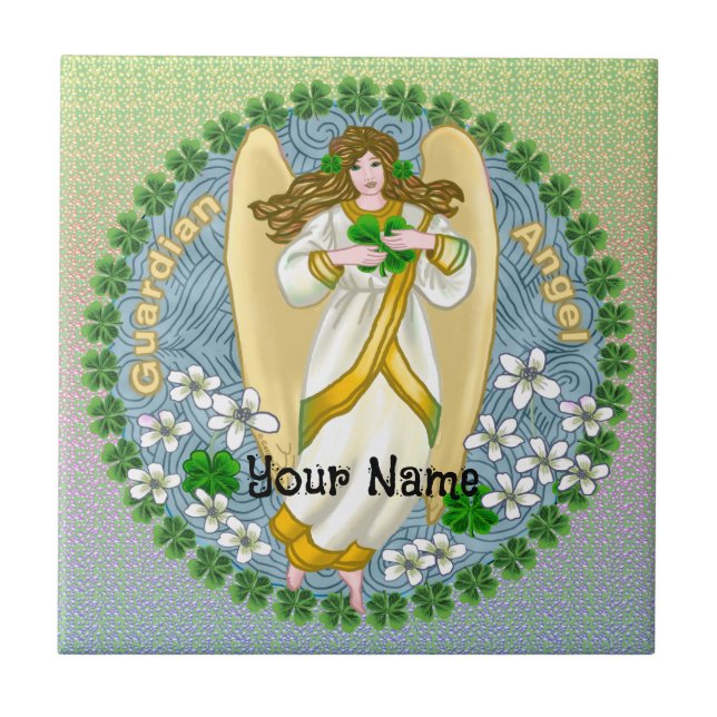 Azulejo de Ángel de Trébol Irlandés (Frente)