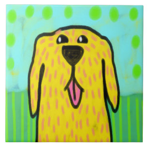 Azulejo de arte abstracto de Labrador amarillo