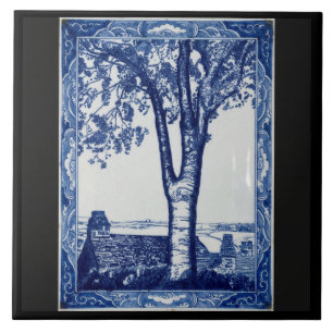 Azulejo de arte cerámico azul cobalto Farm Tree Co