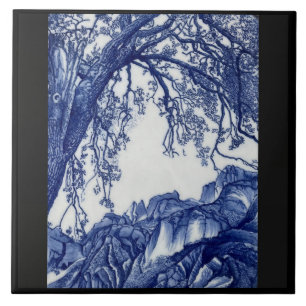 Azulejo de arte de cerámica azul cobalto de los Al