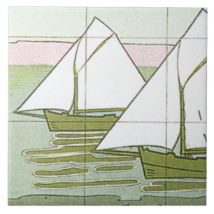 Azulejo de Arte Pastel Náutico de Barcos de Vela A