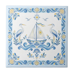Azulejo de arte popular ucraniano con pintura Tavr