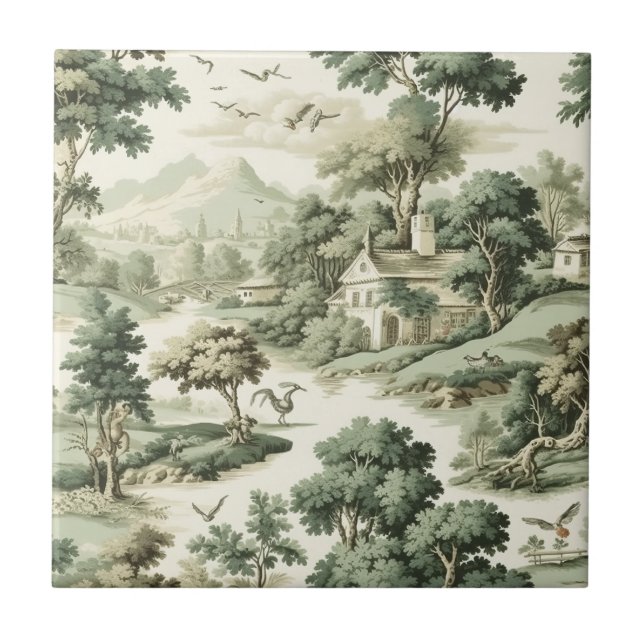 Azulejo de balon aerostatico de campo verde (8) (Frente)