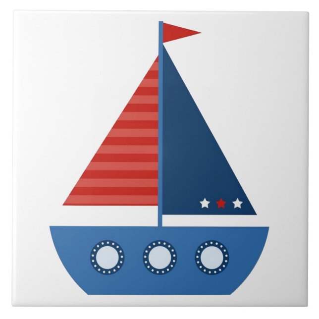 Azulejo de baño - Barco de vela (Frente)