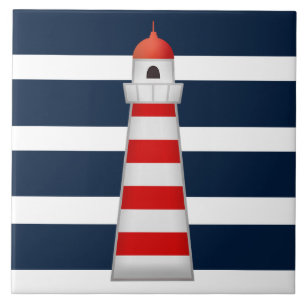 Azulejo de baño - Faro rojo azul